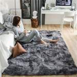 Smte Fluffy Rugs Grey Carpets With Keychain