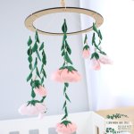 Cot Mobile Pink Flowers And Leaf