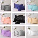 2PCS Luxury Soft Comfort Satin Pillowcases No Core 100% Polyester 120G Solid Color Pillow Covers Bedroom Decor Home Use