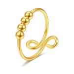 Adjustable Gold silver Plated Bead Spinner Ring - Gold