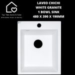 Laveo Chichi White Granite 1 Bowl Sink - 480 X 390 X 190MM