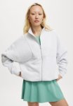 Cotton On Plush Rib Zip Through Longsleeve - Cloudy Grey Marle