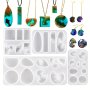 4pcs Pendant Silicone Mold Multi Style Jewelry Epoxy Resin Casting Mold Earring Necklace Keychain UV Epoxy Resin Ocean Style DIY Silicone Mold