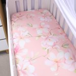 Cot Fitted Sheet Big Pink Floral Flower