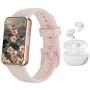Pink Fitness Smartwatch & Bluetooth Headphones - 100+ Sports Modes