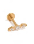 Goldair Gold Plated Surgical Steel Cubic Zirconia Flat Back Ear Crawler