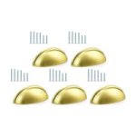 5 X 76MM Gold Shell Shape Cabinet Pull Handles With Fixings
