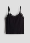 Lace-trimmed Vest Top - Black