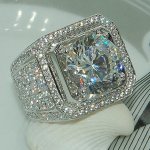 1PC Fashion Men's Ring Birthstone Engagement Wedding Band Anniversary Christmas Gifts For Men Boyfriend Ring Artificial Jewelry