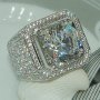 1pc Fashion Men's Ring Birthstone Engagement Wedding Band Anniversary Christmas Gifts For Men Boyfriend Ring Artificial Jewelry US Size 6-13#