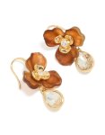 Goldair Gold Plated Cubic Zirconia Cognac Acrylic Statement Earrings