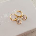 Kelsey Gold Plated 925 Sterling Silver Cz Round Small 10MM Hoop Earrings - Cz Crystal Clear