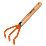 25CM Metalic 3 Teeth Garden Rake With Wooden Handle