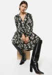 Balloon-sleeved Wrap Dress - Green