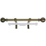 Matoc 25MM Pole And Single Rail Kit - Ball Finials - Antique Brass - 1.0M