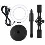 LED Ring Light With Dual Phone Holder Adjustable Stand & USB Control