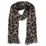 Animal Print Knit Tassel Scarf