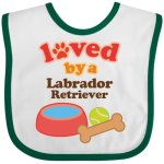 Inktastic Labrador Retriever Loved By A Baby Bib White And Green 10569