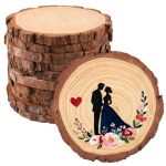 Fswcck 10 Pack Nature Unfinished Round Wood Slices 7-7.8 Inches Wooden Circle Large Wood Slabs For Weddings Centerpieces Decor A