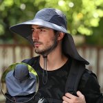 Uv Protection Classic Fresh Fisherman Hat Wide Brim Breathable Bucket Hat With Mask & Neck Flap Solid Color Series For Summer Fi