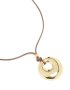 Waterproof Gold Plated Stainless Steel Circle Pendant Brown Cord Necklace