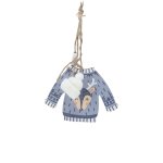 Hanging Decoration Sweater 12.5X3X20CM Blue With Reindeer