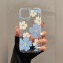 Shockproof Blue Floral Pattern Phone Case With Air Cushion Corners Compatible With Apple Iphone 11