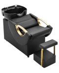 Ijialife Salon Shampoo Bowl And Chair Set With Footstool Modern Black & Gold Barber Backwash Chair Heavy Duty 450LBS Hair Washin