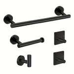 5PCS Bathroom Stainless Steel Set Bath Towel Bar & Toilet Paper Holder & 3 Towel Hooks Wall Mounted Towel Rack Kit For Bathroom 