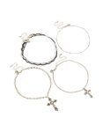 Silver Cross & Black Choker Necklaces Pack