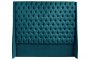 Ivy Buttoned Winged Velvet Headboard - Blue - Double