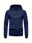 Waffle Pattern Solid Hoodie Cool Hoodies For Men Men's Casual Pullover Hooded Sweatshirt With Kangaroo Pocket Streetwear For Win
