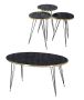 Woodly Luxurious 3 Piece Round Nesting & Middle Coffee Table Set With Black Legs - Black & Gold Marble