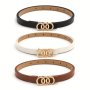 3pcs/set Golden Buckle PU Leather Belt Solid Color Casual Waistband Simple Jeans Pants Belts For Women Daily Use