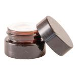 20G Amber Glass Jar And Black Lid And Inner Lid Shive Complete