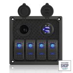 Switch Panel Marine Boat Waterproof 12V 4 Switch USB Slots