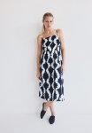 Strappy Viscose Dress - Navy Blue Patterned