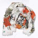 Face Print Bamboo Scarf - White Free