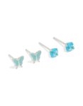 Tweens Stainless Steel Cubic Zirconia Butterfly Stud Earrings 2- Pack