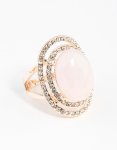 Rose Gold Pink Stone Diamante Ring - M l