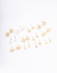 Goldair Gold Butterfly Stud Earrings 12-PACK