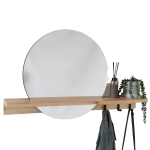 Mirror With Shelf With 3 Black Hooks