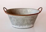 Metal Ridged Basin With Handles – 24X46X33.5CM