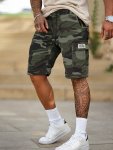 Men's Camouflage Non Stretch Cargo Shorts Multi-pocket Durable Summer Shorts For Outdoor Wear