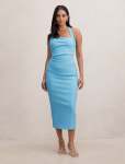 Georgie Halter Ruched Bodycon Dress - 16 Blue Mist