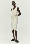 Textured Wrap Dress - Light Beige