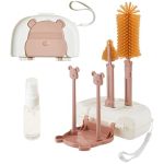 Baby Bottle Drying Rack And Cleaning Set 7 In 1 Bottle Cleaning Brush Set With Silicone Bottle Brush Straw Brush Nipple Brush So
