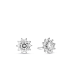 Sterling Silver Cubic Zirconia Floral Halo Stud Earrings