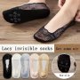 5 Pairs Women's Lace Invisible Socks No-show Breathable Sole Non-slip Summer Shoe Liners In Assorted Colors