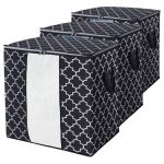Set Of 3 Jumbo Storage Bags - Slate Grey With Silver Trim